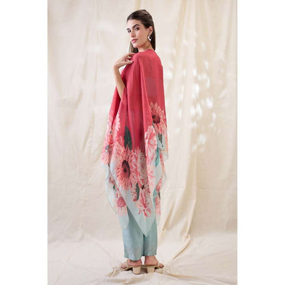 Soup by Sougat Paul Pink Ravya Floral Print Co-Ord (Set of 3)