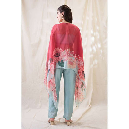 Soup by Sougat Paul Pink Ravya Floral Print Co-Ord (Set of 3)