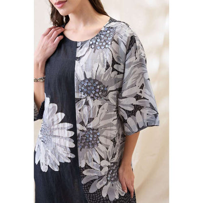 Soup by Sougat Paul Black Ravya Floral Print Embellished Dress