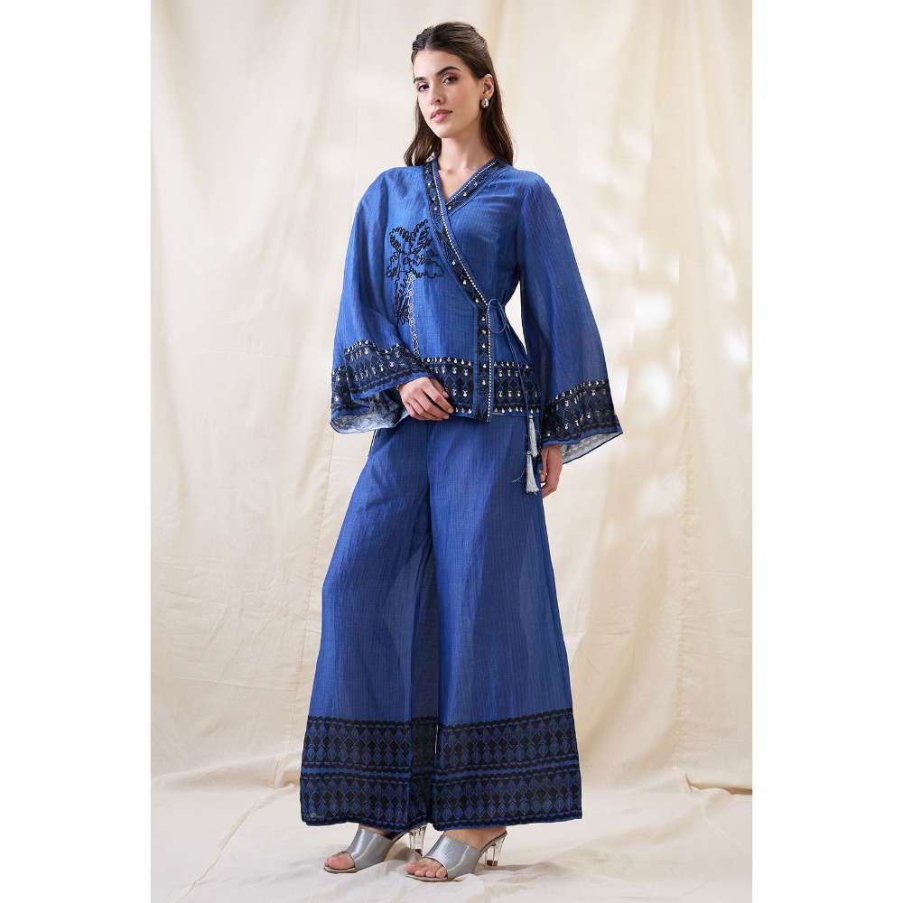 Soup by Sougat Paul Blue Noorani Embellished Co-Ord (Set of 2)