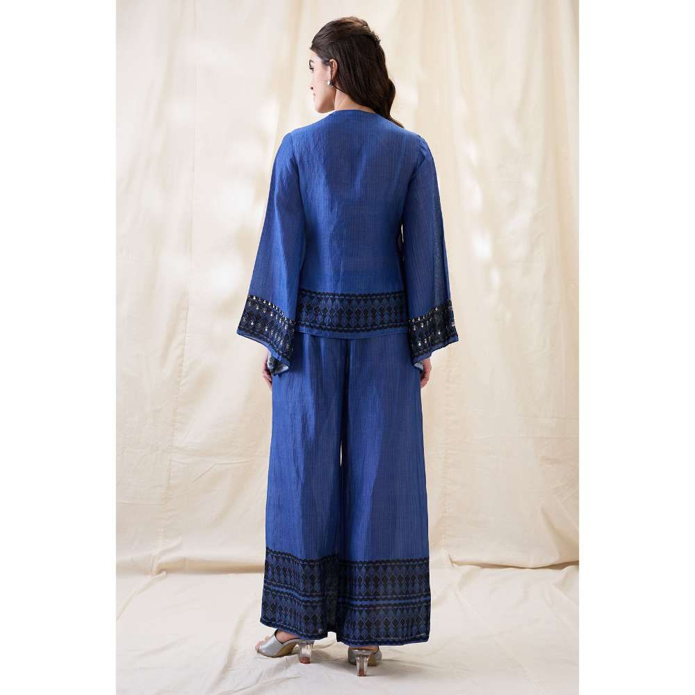 Soup by Sougat Paul Blue Noorani Embellished Co-Ord (Set of 2)