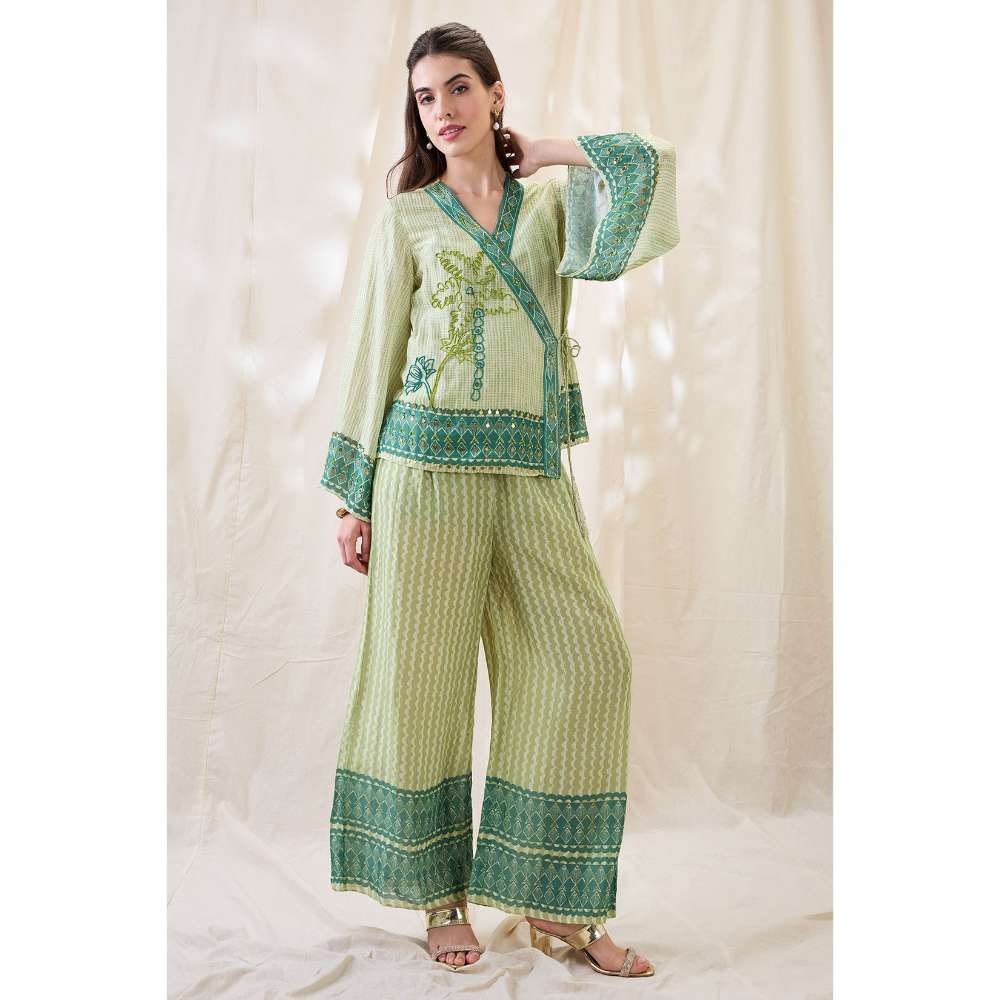 Soup by Sougat Paul Green Noorani Embellished Co-Ord (Set of 2)
