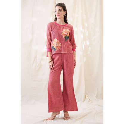 Soup by Sougat Paul Ravya Appliqued Floral Print Co-Ord (Set of 3)