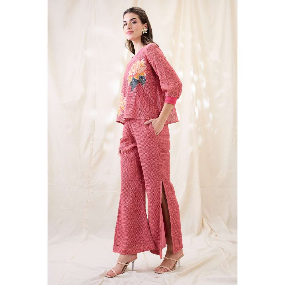 Soup by Sougat Paul Ravya Appliqued Floral Print Co-Ord (Set of 3)