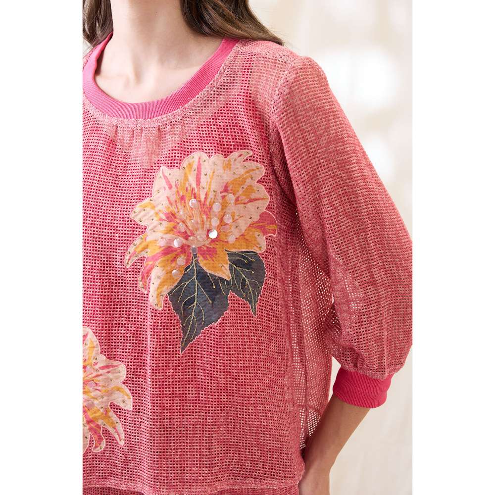 Soup by Sougat Paul Ravya Appliqued Floral Print Co-Ord (Set of 3)