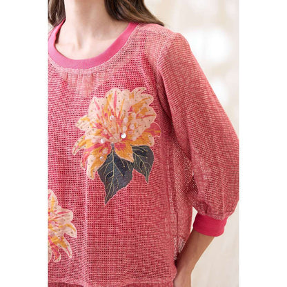Soup by Sougat Paul Ravya Appliqued Floral Print Co-Ord (Set of 3)