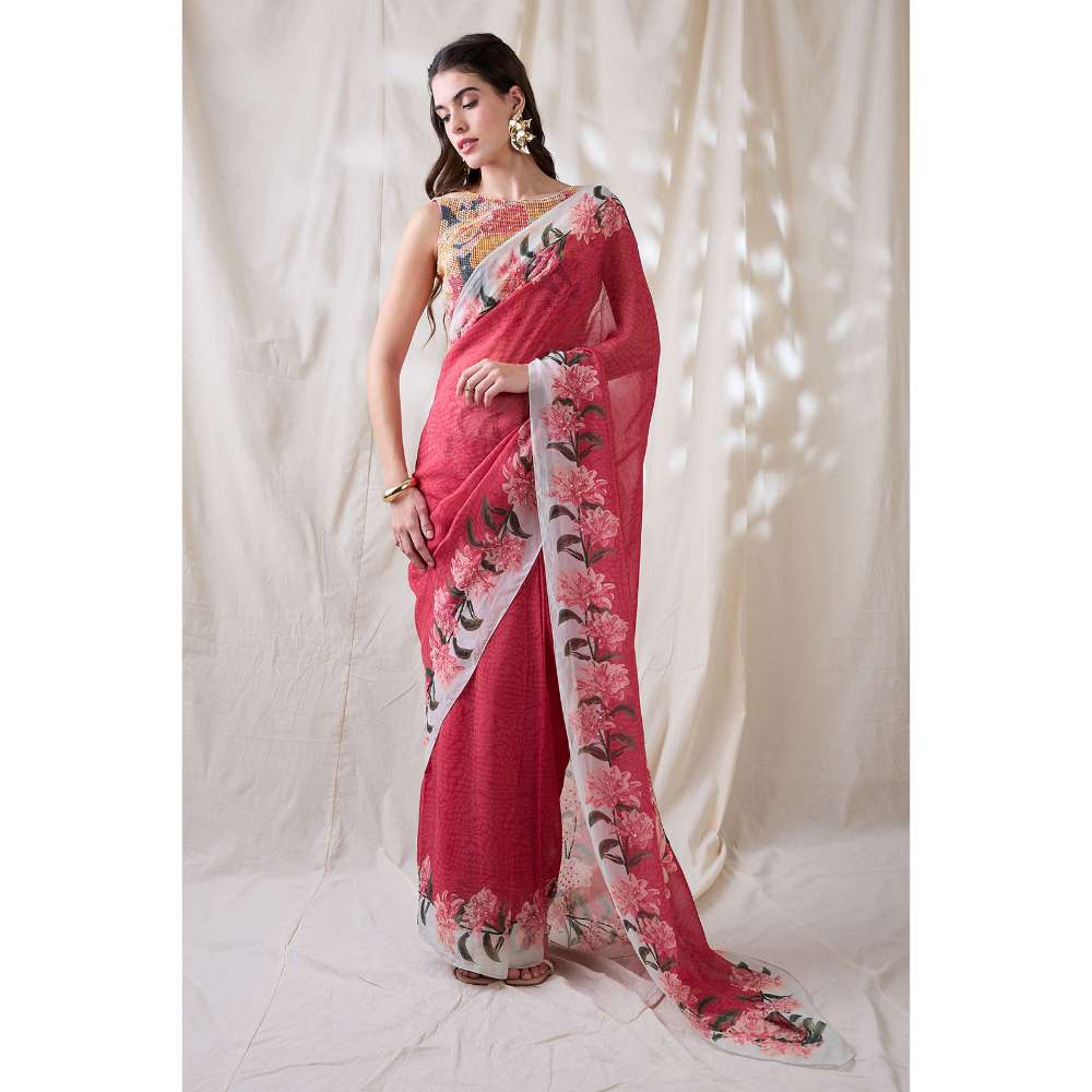 Soup by Sougat Paul Ravya Embellished Pre Draped Saree with Stitched Blouse