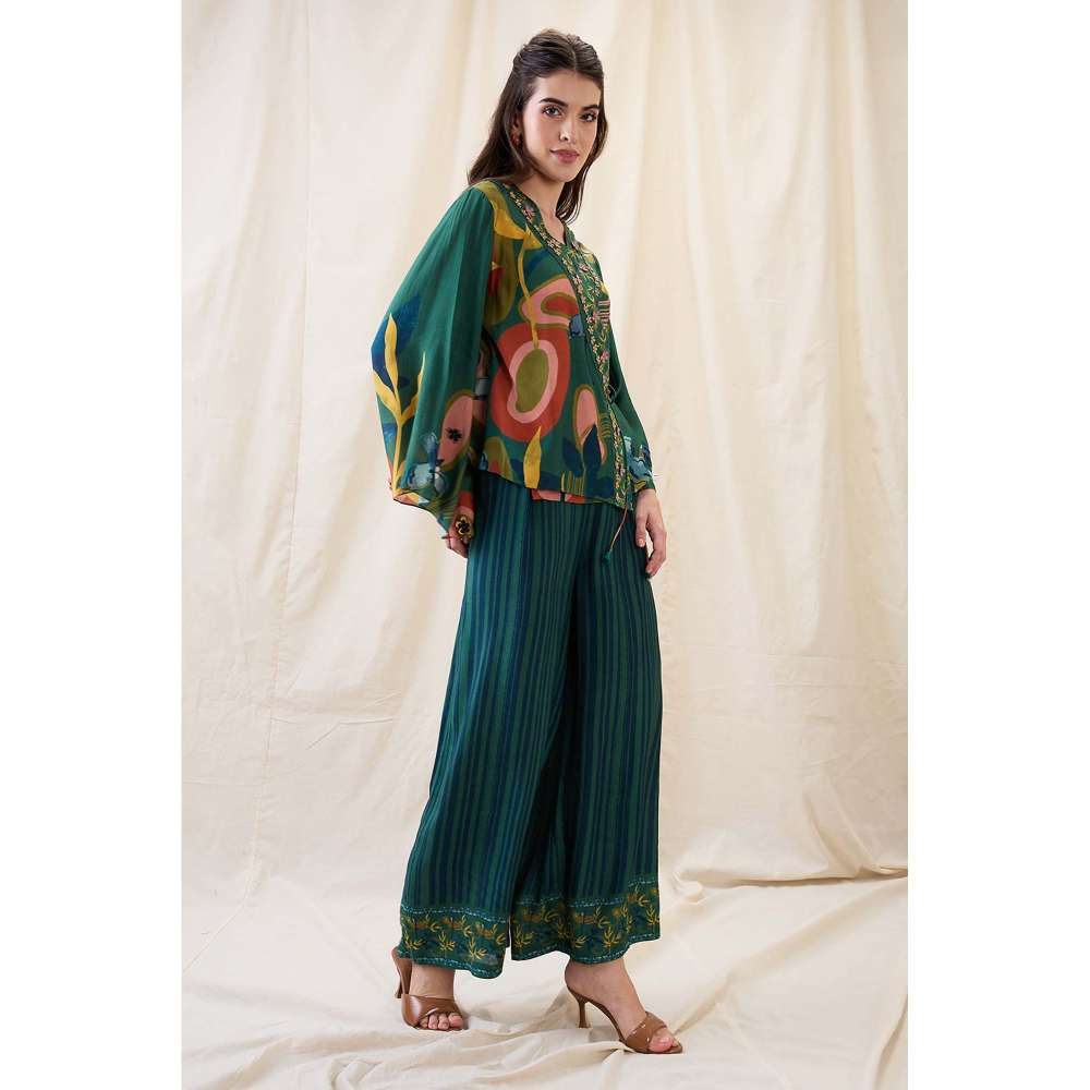 Soup by Sougat Paul Teal Floral Embellished Co-Ord (Set of 2)
