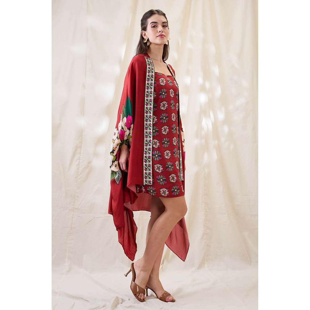 Soup by Sougat Paul Gulzaar Floral Printed Dress with Jacket (Set of 2)