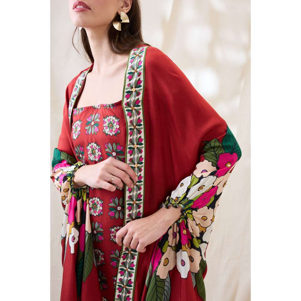 Soup by Sougat Paul Gulzaar Floral Printed Dress with Jacket (Set of 2)