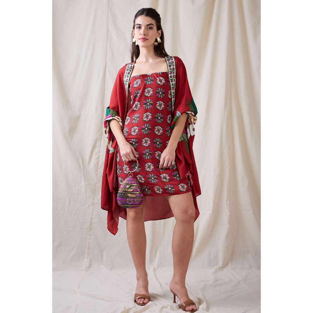Soup by Sougat Paul Gulzaar Floral Printed Dress with Jacket (Set of 2)