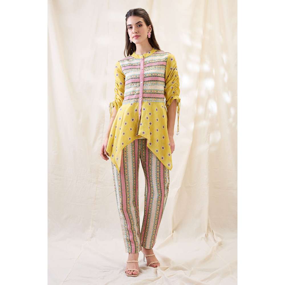 Soup by Sougat Paul Yellow Nooma Printed Handkerchief Co-Ord (Set of 2)