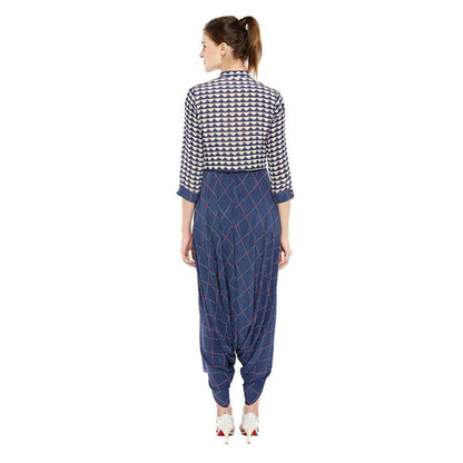 Soup by Sougat Paul Bullion Checks Printed Jumpsuit with Jacket