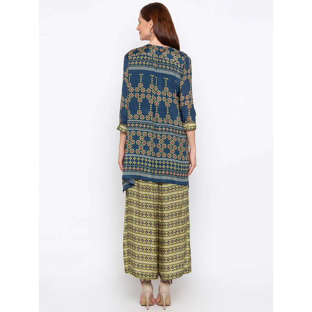 Soup by Sougat Paul Olive Crop Top With Palazzo And Jacket (Set of 3)