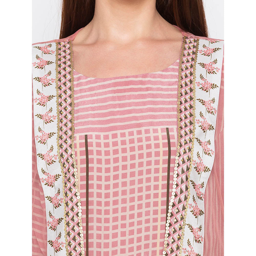 Soup by Sougat Paul Pink Striped Dhoti Jumpsuit With Jacket (Set of 2)