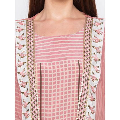 Soup by Sougat Paul Pink Striped Dhoti Jumpsuit With Jacket (Set of 2)