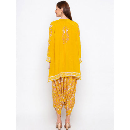 Soup by Sougat Paul Yellow Printed Dhoti Jumpsuit With Jacket (Set of 2)