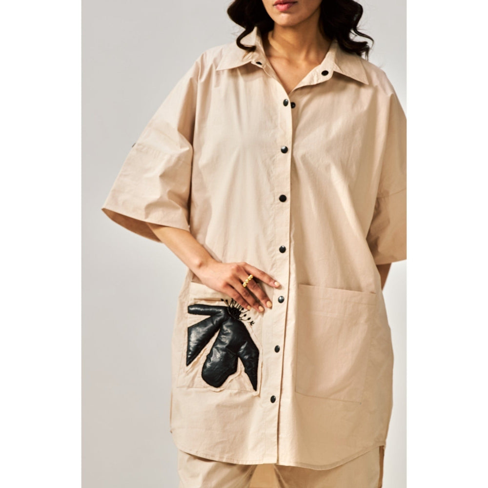 SPACE Lavasa Appliqu d Beige Shirt with Pant (Set of 2)