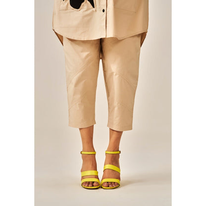 SPACE Lavasa Appliqu d Beige Shirt with Pant (Set of 2)