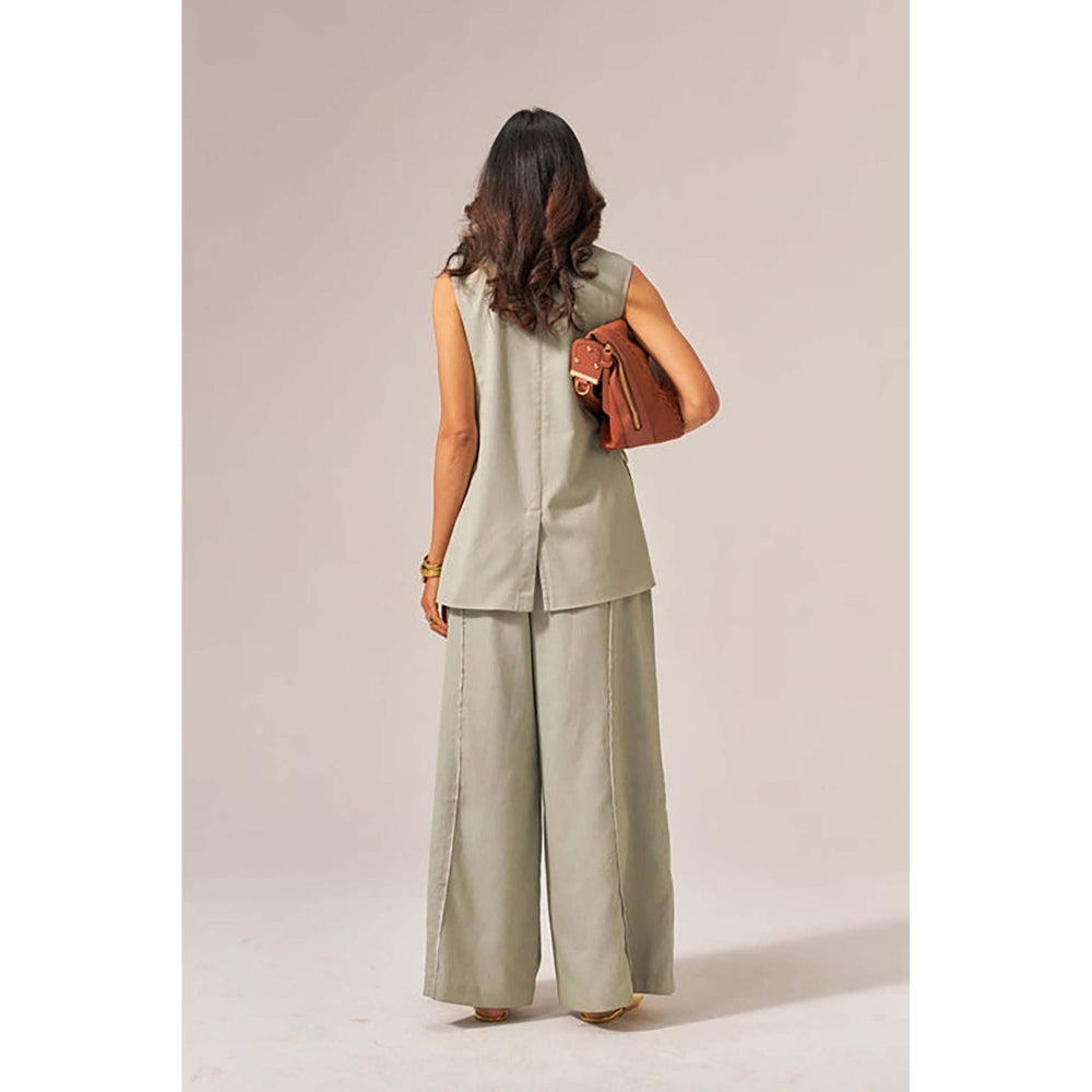 SPACE Aster Cotton Green Denim Size Inclusive Co-Ord Set