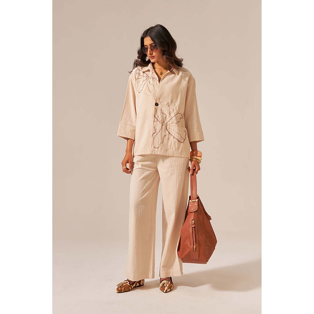 SPACE Oversized Kala Cotton Dhoop Beige Shirt & Pant