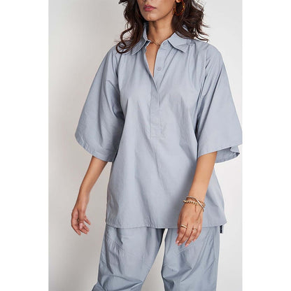 SPACE Ikigai Blue Top And Bag Pant