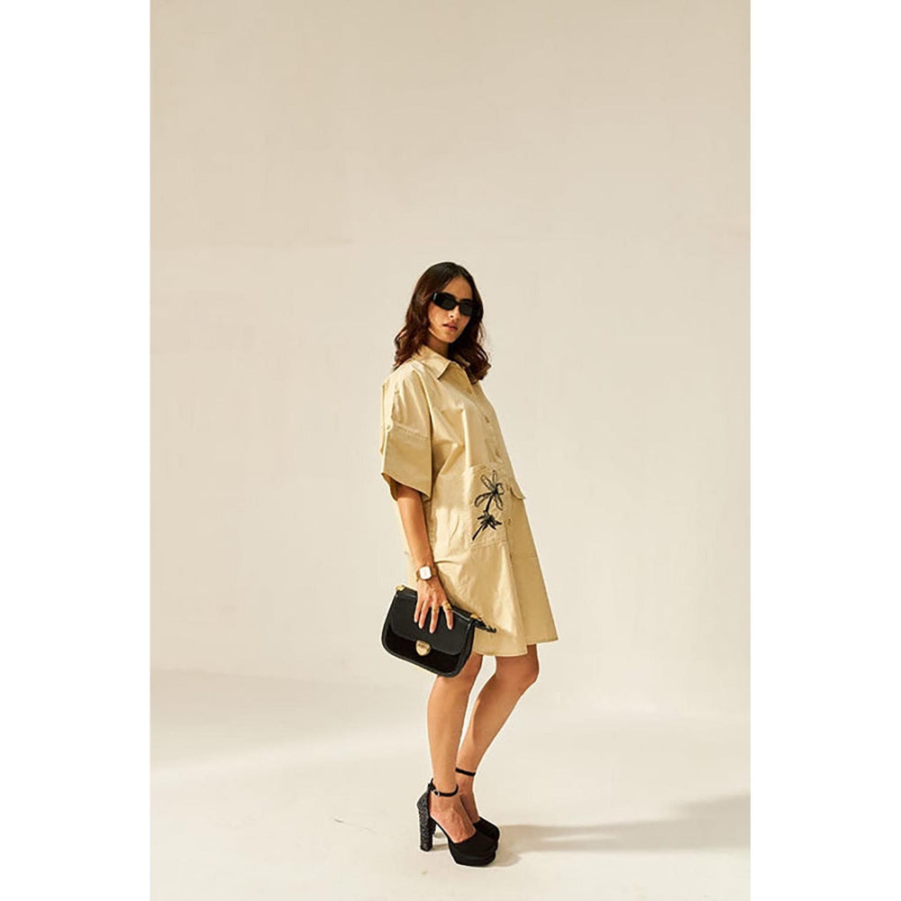 SPACE The Nobu Beige Shirt Dress