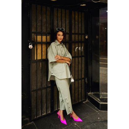 SPACE Olive Green Dolla Shirt and Pant Set
