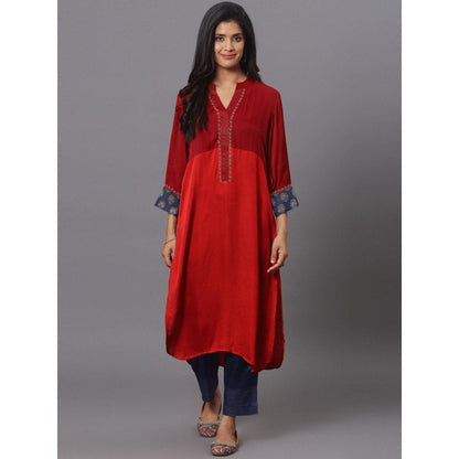 Spring Soul Color Block Modal Silk Detailing On Sleeves Kurta