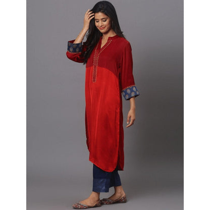Spring Soul Color Block Modal Silk Detailing On Sleeves Kurta