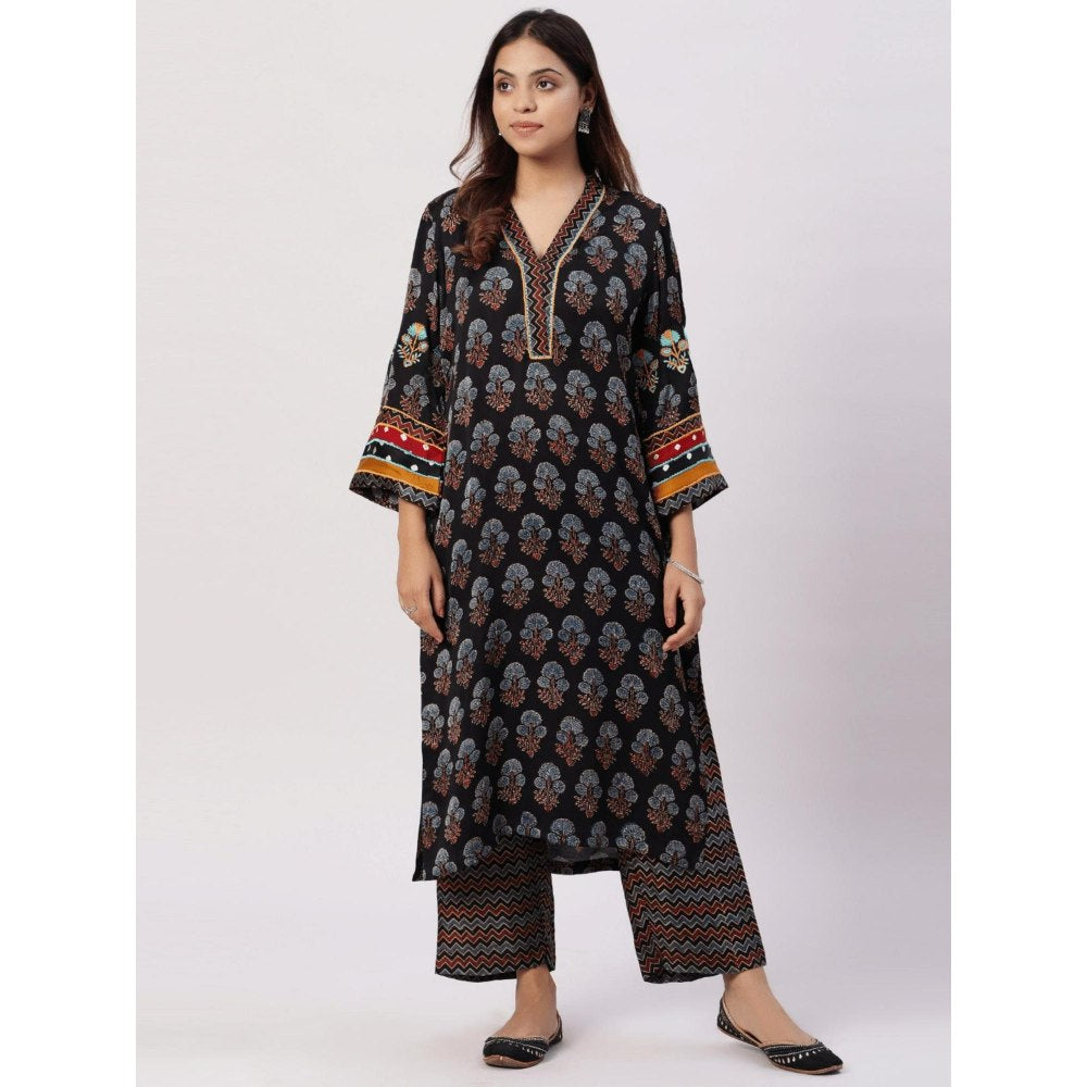 Spring Soul Modal Silk Ajrakh Applique & Embroidery Kurta