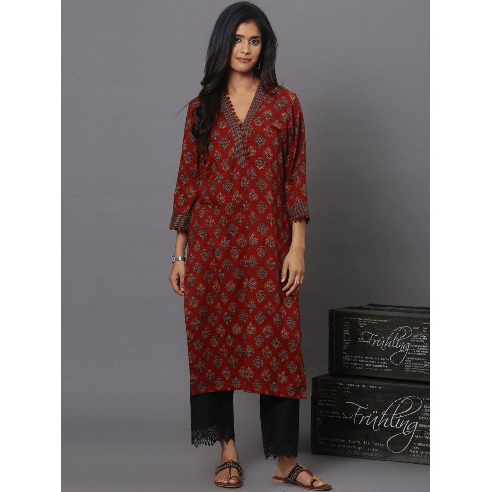Spring Soul Maroon Printed Kurta
