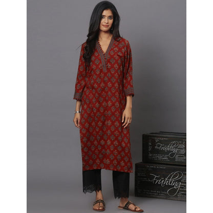Spring Soul Maroon Printed Kurta