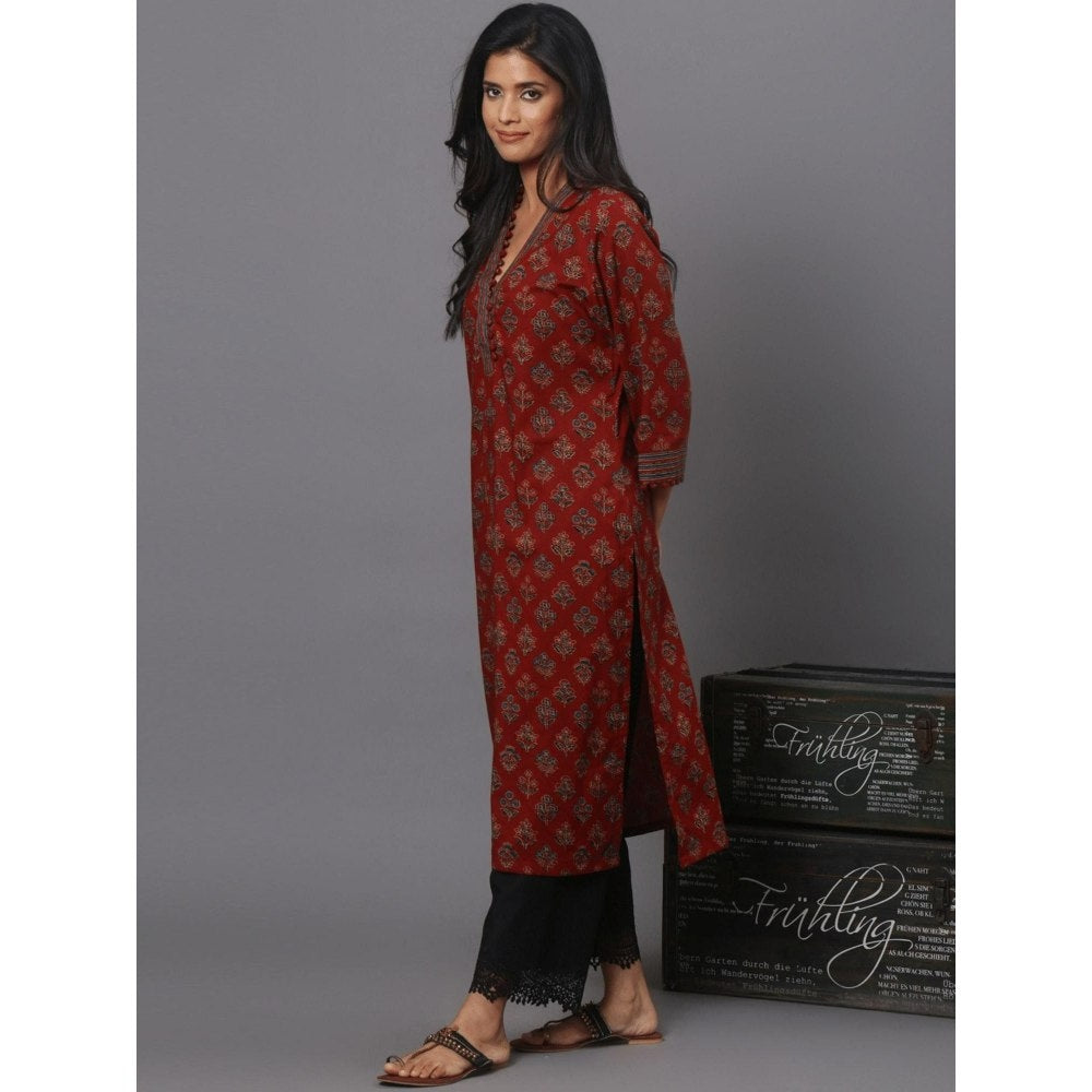 Spring Soul Maroon Printed Kurta