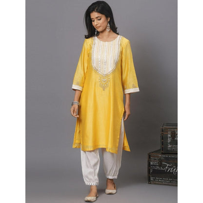 Spring Soul Yellow Embroidered Kurta and Harem Pant (Set of 2)