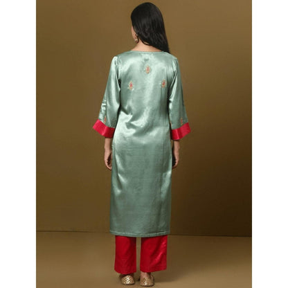 Spring Soul Embroidered Mashru Silk Kurta and Pant with Dupatta (Set of 3)