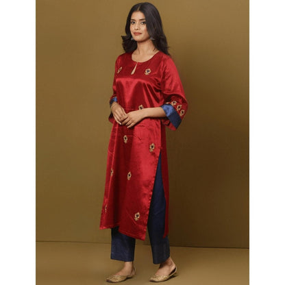 Spring Soul Embroidered Mashru Silk Kurta and Pant with Dupatta (Set of 3)
