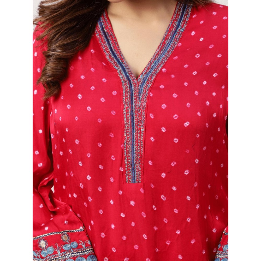 Spring Soul Modal Silk Bandhani Kurta and Pant (Set of 2)