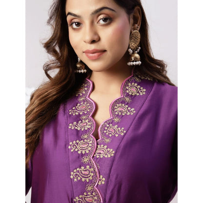 Spring Soul Chanderi Embroidered Kurta and Pant with Organza Dupatta (Set of 3)