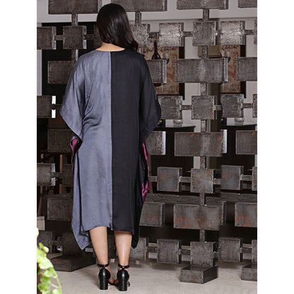 Spring Soul Half & Half Modal Silk Dori Work Embroidery Kaftan Dress