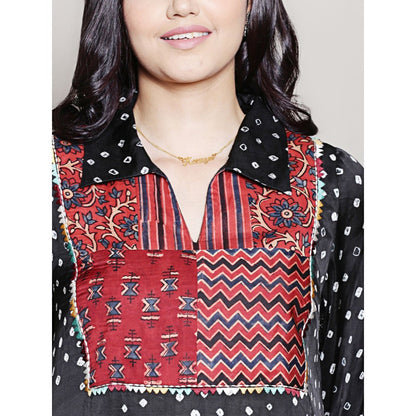 Spring Soul Bandhani Asymmetric Kurta with Yoke Detailing