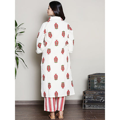 Spring Soul Printed Off-White Collared A-Line Kurta
