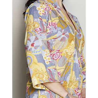 Spring Soul Printed Yellow A-Line Kurta with Pant (Set of 2)