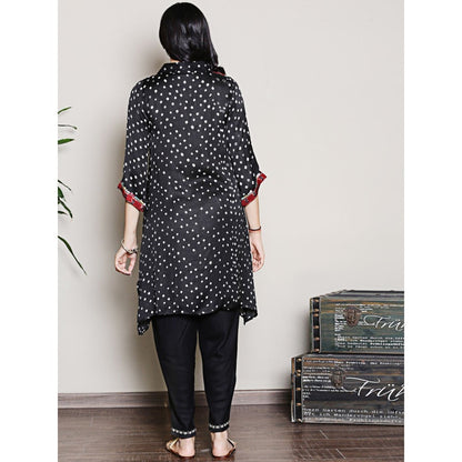 Spring Soul Bandhani Asymmetric Kurta with Yoke Detailing Dhoti Pants (Set of 2)