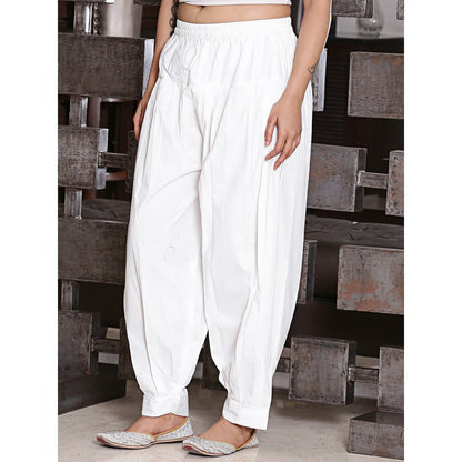 Spring Soul White Pleated Afghani Salwar