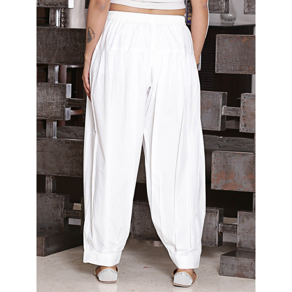 Spring Soul White Pleated Afghani Salwar
