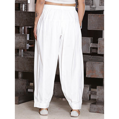Spring Soul White Pleated Afghani Salwar