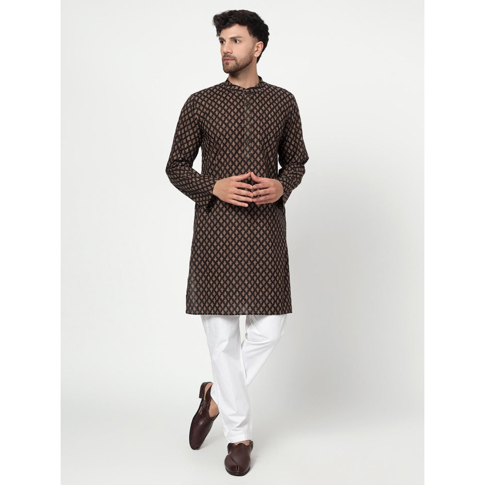 Spring Soul Men's Black Block Printed Kurta