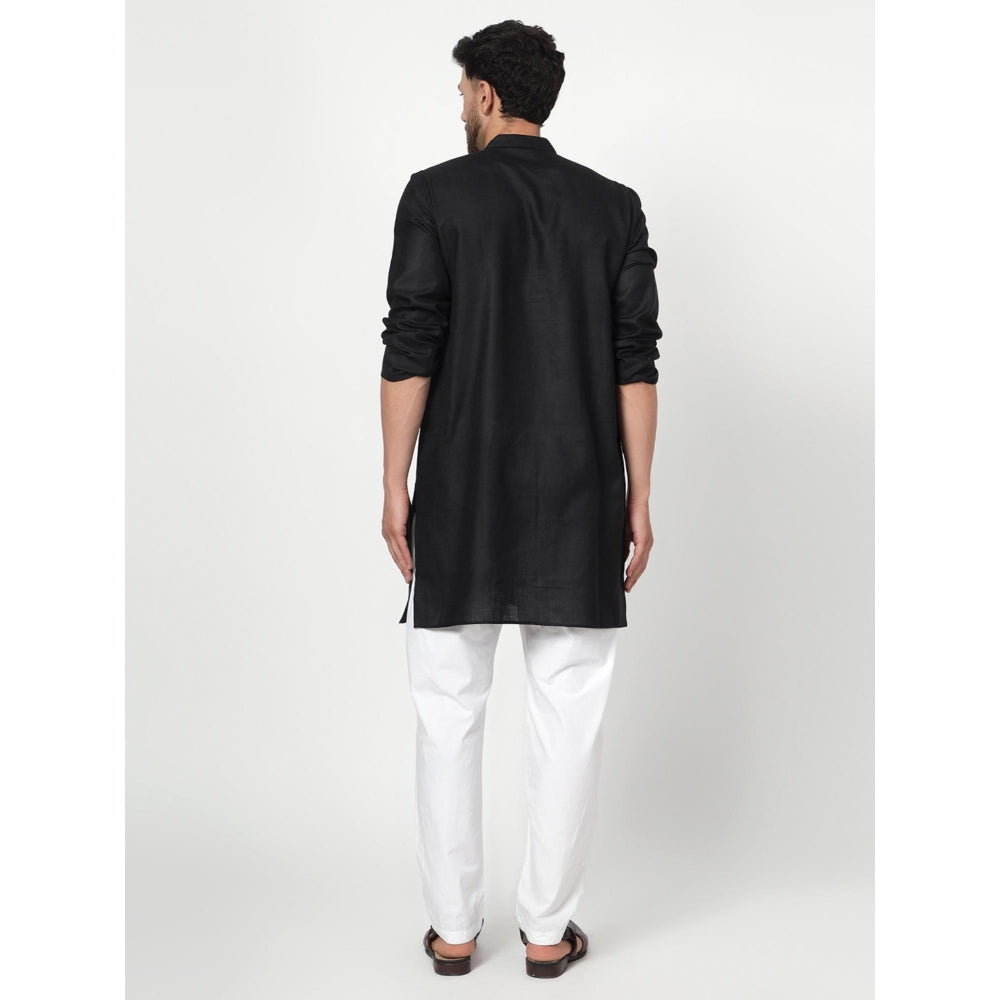 Spring Soul Men's Black Band Collar Kurta