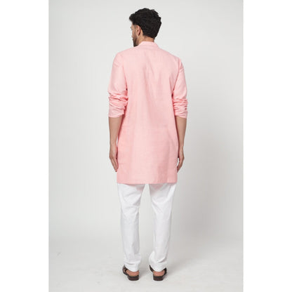 Spring Soul Men's Pink Band Collar Kurta